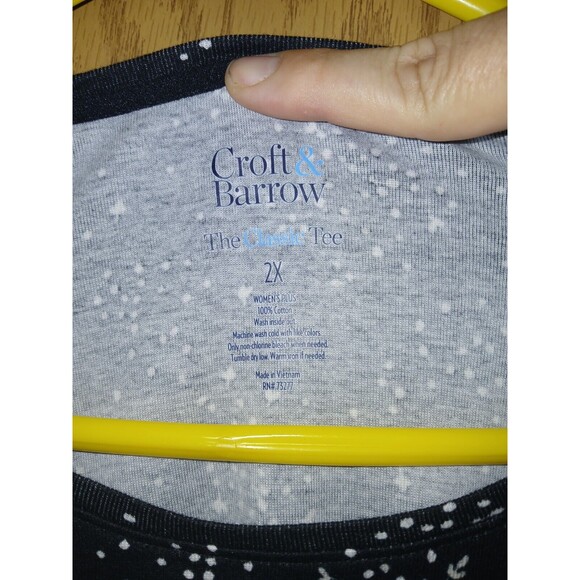 Croft & Barrow The Classic Tee Shirt Womens Plus Size 2X Black With White Spots - Picture 3 of 10